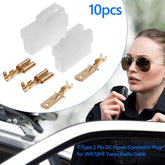 10 Sets DC Power Connector Plug T-Type 2 Pin Male Female Wiring Adapter Radio